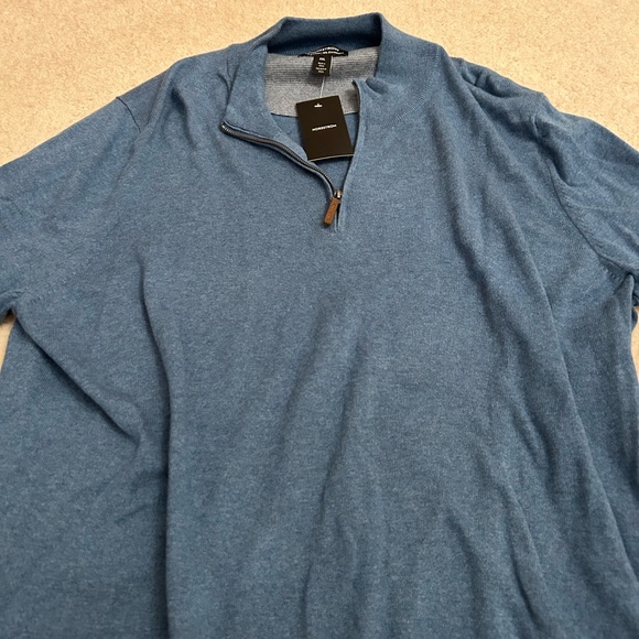 Nordstrom Blue Zip Up Cotton Cashmere Blend Sweater Size 3XL - Picture 4 of 4